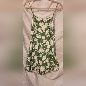 Green and white floral romper